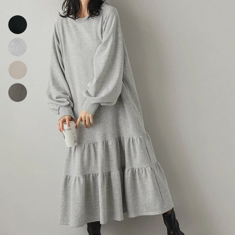 Loose Fit Ruffled Sweatshirt Maxi Dress(MS151) by Mariam's Collection