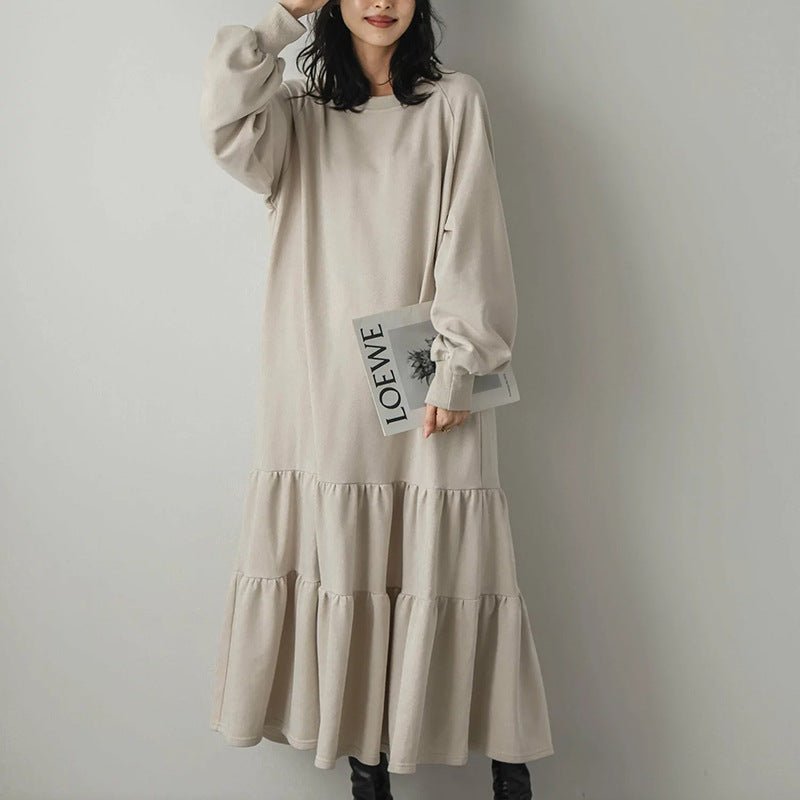 Loose Fit Ruffled Sweatshirt Maxi Dress(MS151) by Mariam's Collection