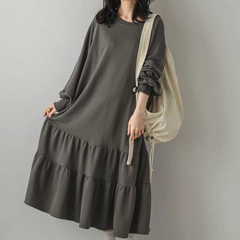 Loose Fit Ruffled Sweatshirt Maxi Dress(MS151) by Mariam's Collection