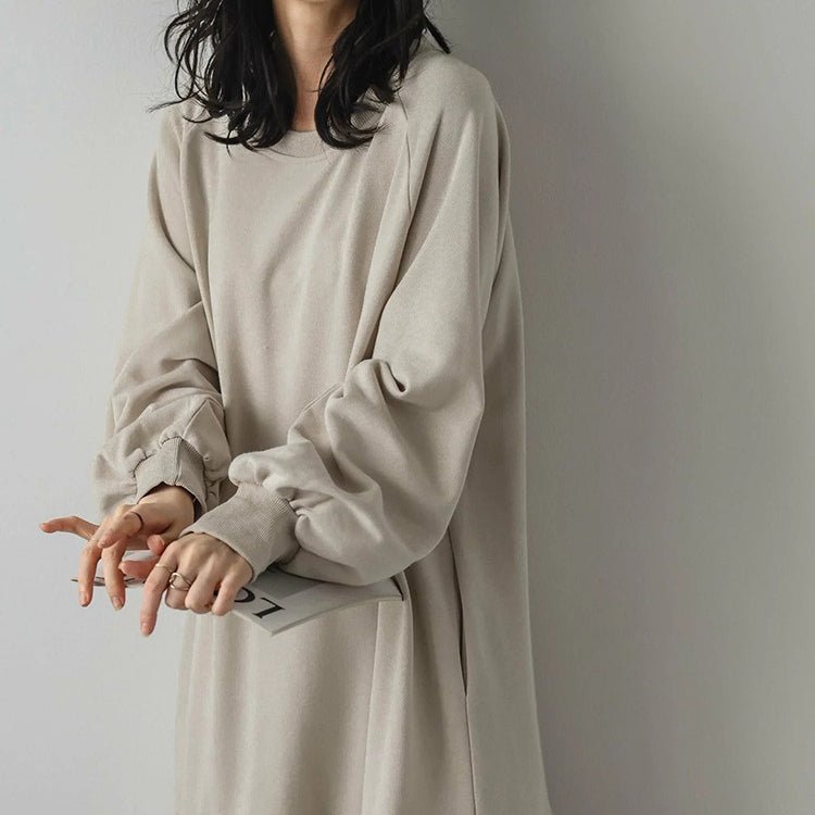 Loose Fit Ruffled Sweatshirt Maxi Dress(MS151) by Mariam's Collection