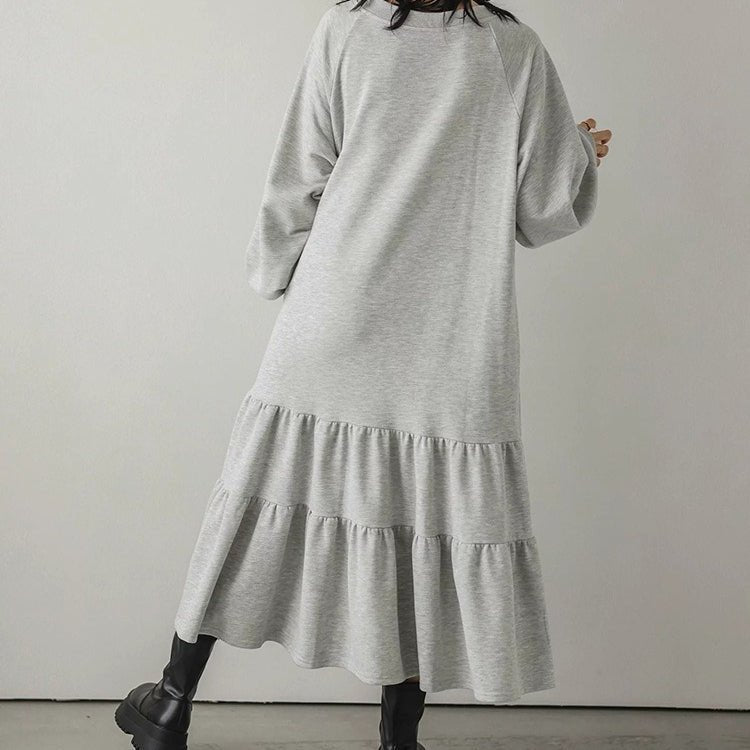 Loose Fit Ruffled Sweatshirt Maxi Dress(MS151) by Mariam's Collection