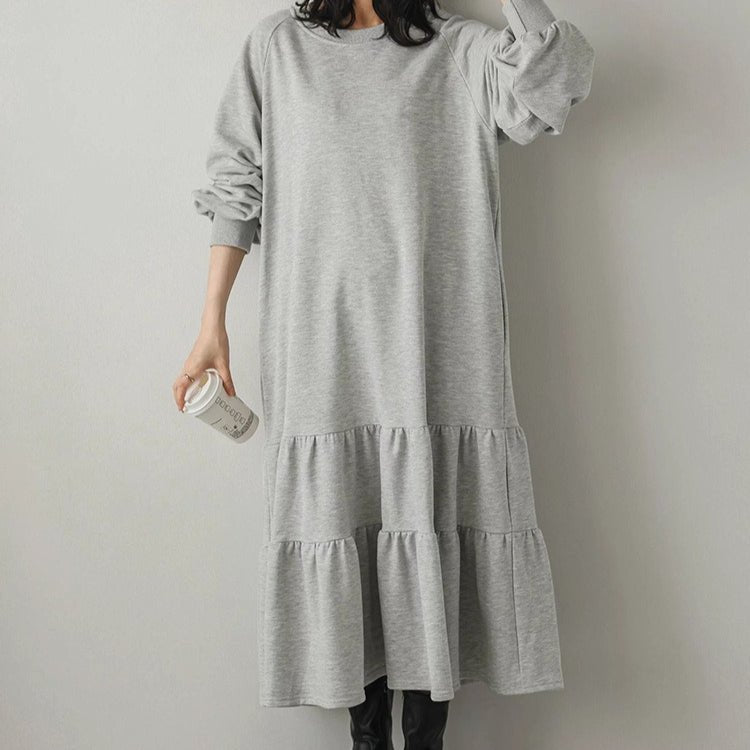 Loose Fit Ruffled Sweatshirt Maxi Dress(MS151) by Mariam's Collection