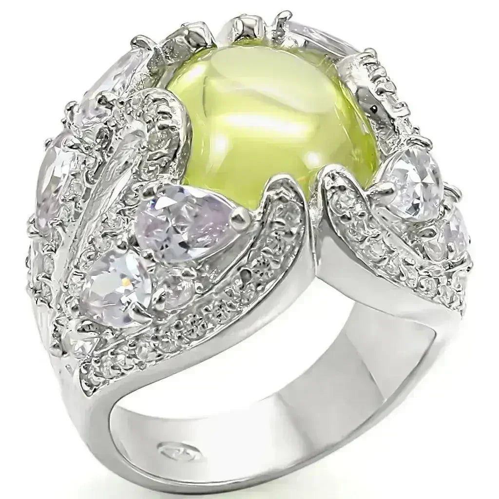 LOS391 - High-Polished 925 Sterling Silver Ring with AAA Grade CZ in by Femstylo