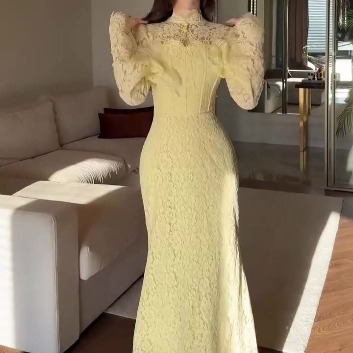 Luxury Lace Dress with Bell Sleeves(MS339) by Mariam's Collection