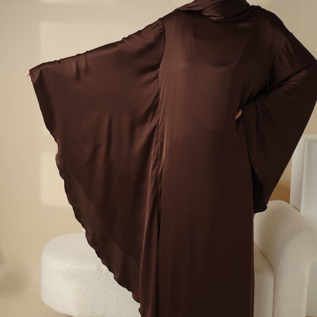 Luxury Satin Floaty Kaftan Abaya With Matching Hijab (MA054) by Mariam's Collection