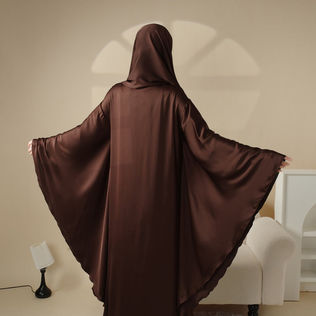 Luxury Satin Floaty Kaftan Abaya With Matching Hijab (MA054) by Mariam's Collection