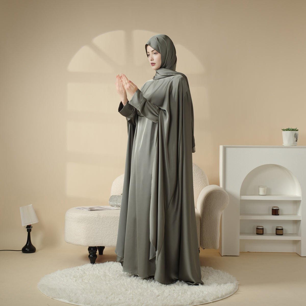 Luxury Wedding Abaya 3-Piece Bridal Abaya Set (MOA044) by Mariam's Collection