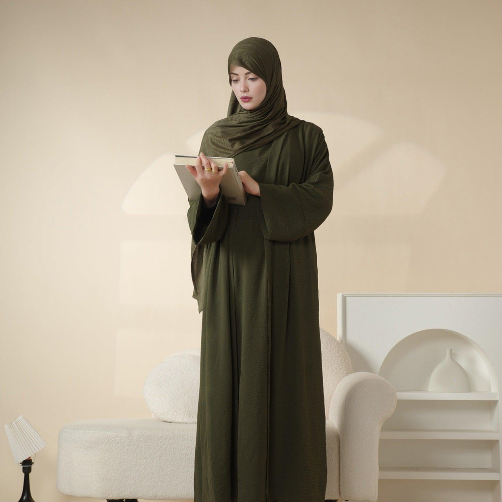 Crepe Pocket Open Abaya 3-Piece Set (MA002) by Mariam's Collection