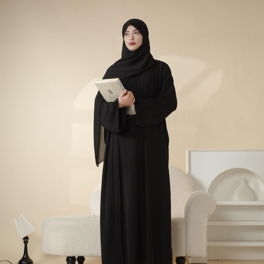 Crepe Pocket Open Abaya 3-Piece Set (MA002) by Mariam's Collection