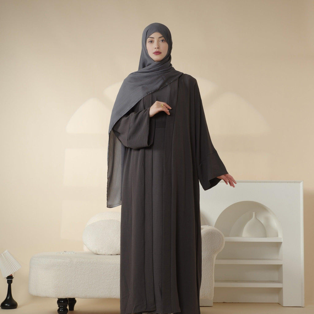 Crepe Pocket Open Abaya 3-Piece Set (MA002) by Mariam's Collection