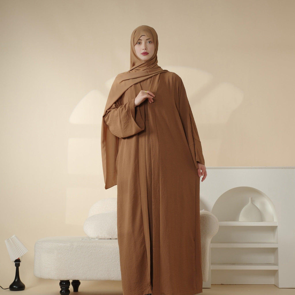 Crepe Pocket Open Abaya 3-Piece Set (MA002) by Mariam's Collection