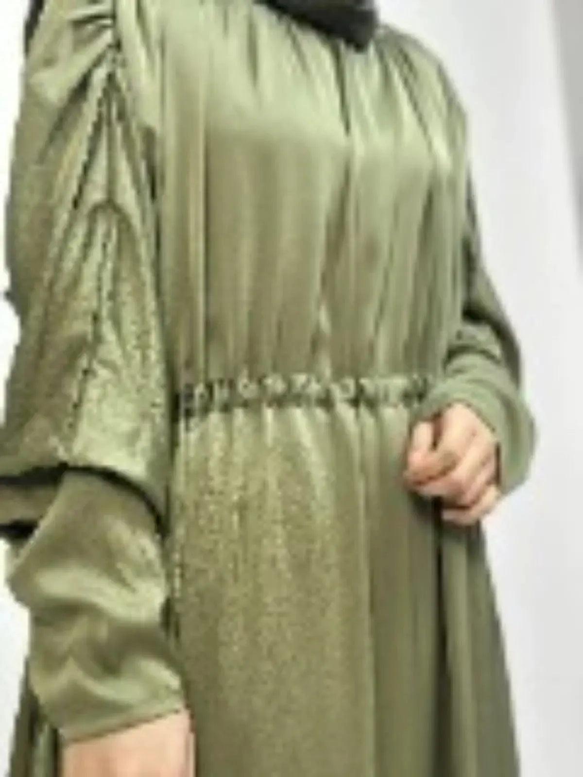 Armani Abaya: Perfect Satin Abaya With A Drawstring (MA039) by Mariam's Collection