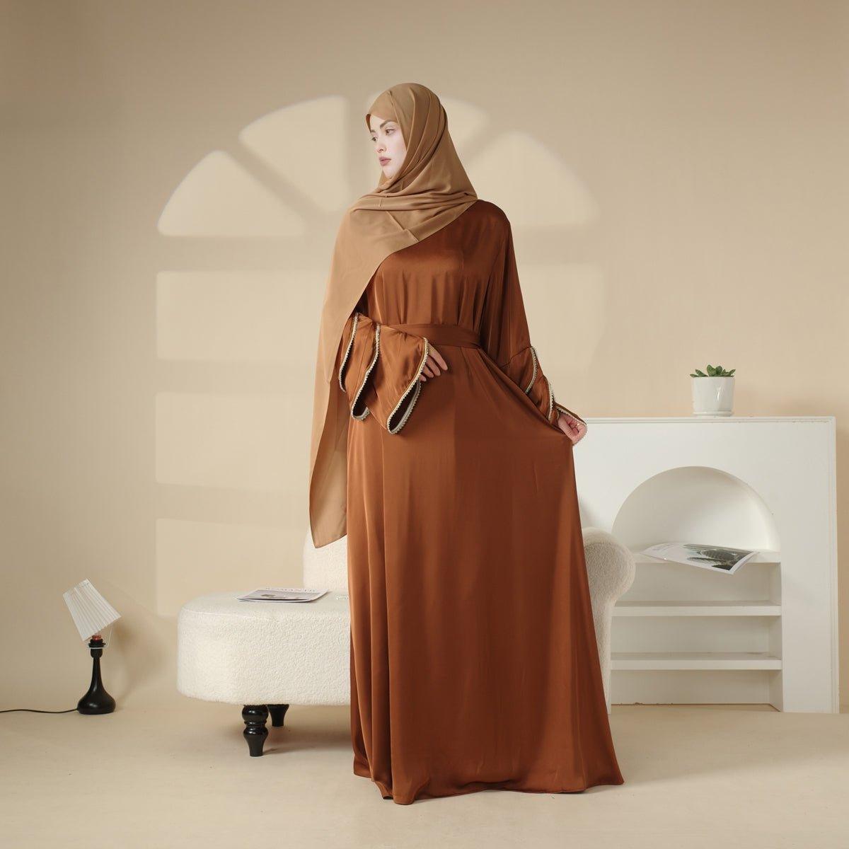 3-Layer Diamond Ruffle Sleeve Abaya With Pockets (MA040) by Mariam's Collection