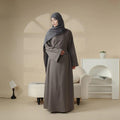 Linen Plain Abaya with Pockets 2-Piece Set (MA043) by Mariam's Collection