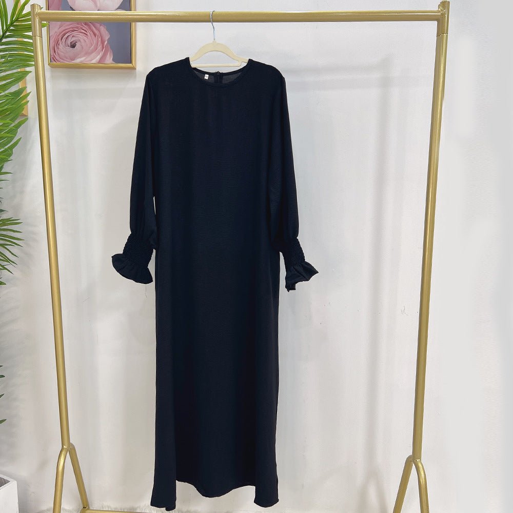 Elasticated Sleeve Abaya | Solid Colour Crepe Abaya With Elasticated Sleeve (MA107) by Mariam's Collection