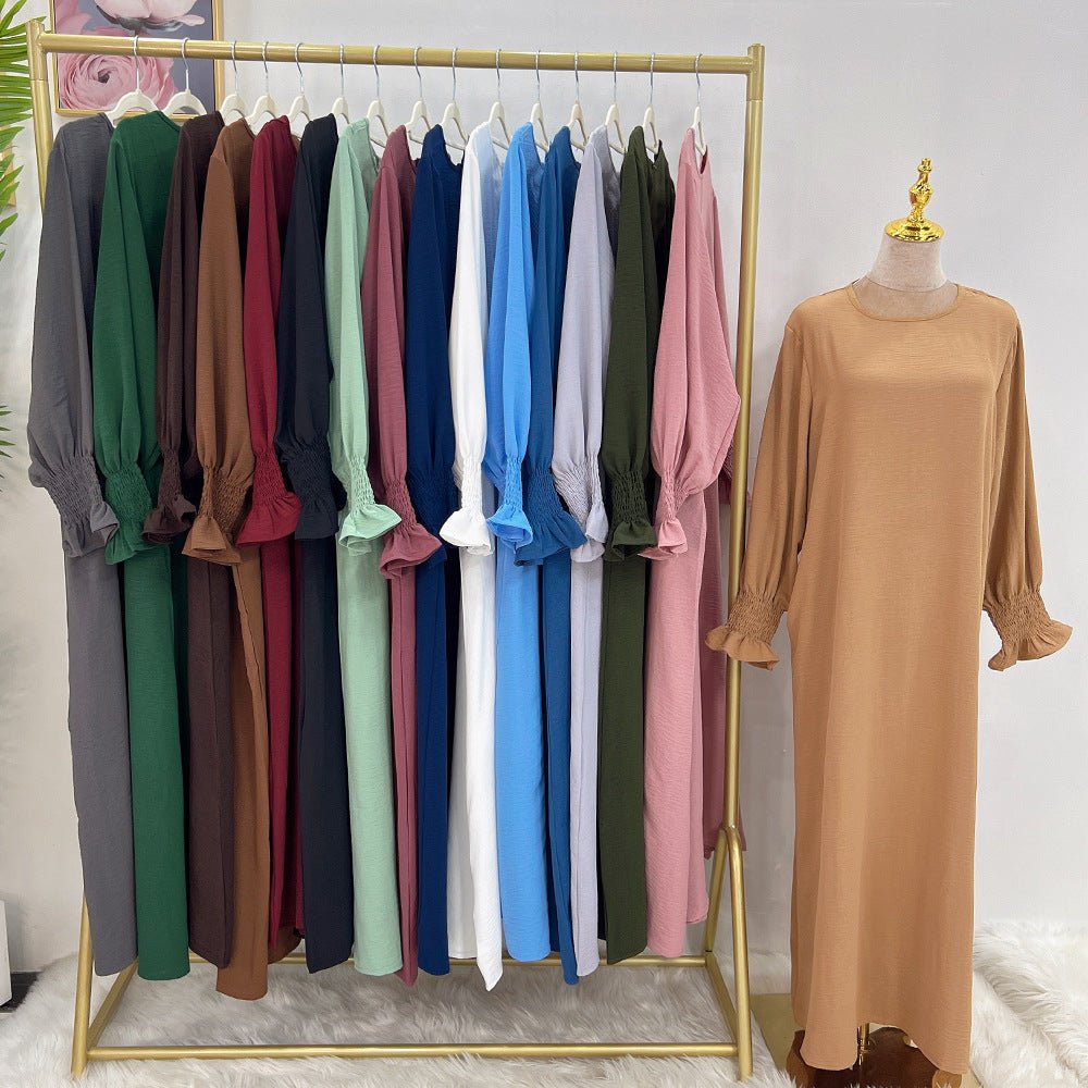 Elasticated Sleeve Abaya | Solid Colour Crepe Abaya With Elasticated Sleeve (MA107) by Mariam's Collection