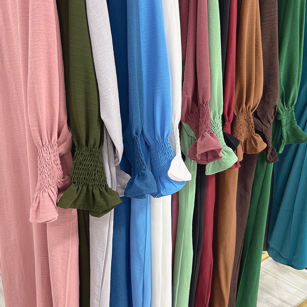 Elasticated Sleeve Abaya | Solid Colour Crepe Abaya With Elasticated Sleeve (MA107) by Mariam's Collection
