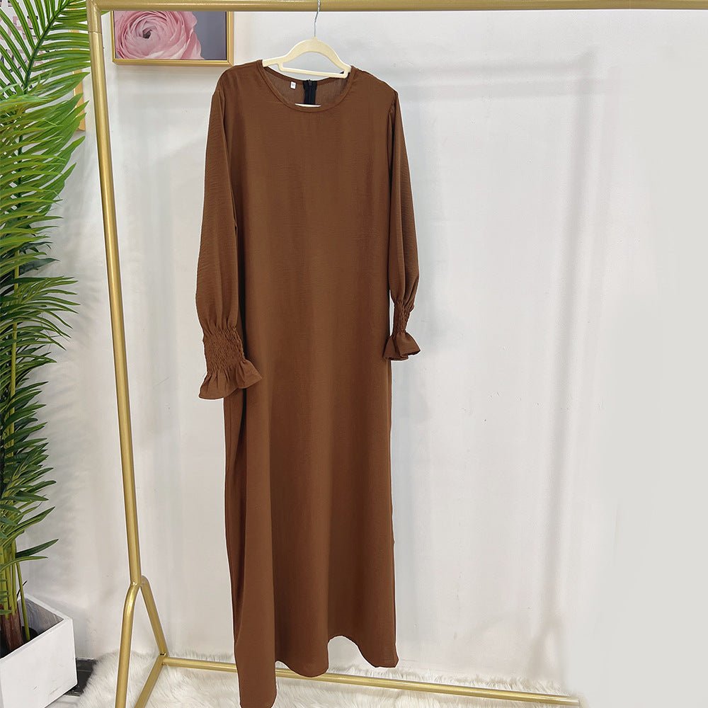 Elasticated Sleeve Abaya | Solid Colour Crepe Abaya With Elasticated Sleeve (MA107) by Mariam's Collection