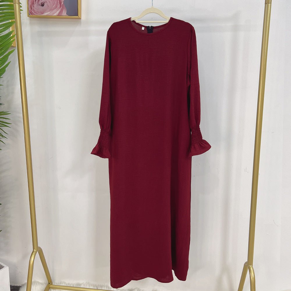 Elasticated Sleeve Abaya | Solid Colour Crepe Abaya With Elasticated Sleeve (MA107) by Mariam's Collection