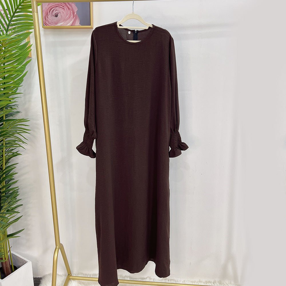 Elasticated Sleeve Abaya | Solid Colour Crepe Abaya With Elasticated Sleeve (MA107) by Mariam's Collection