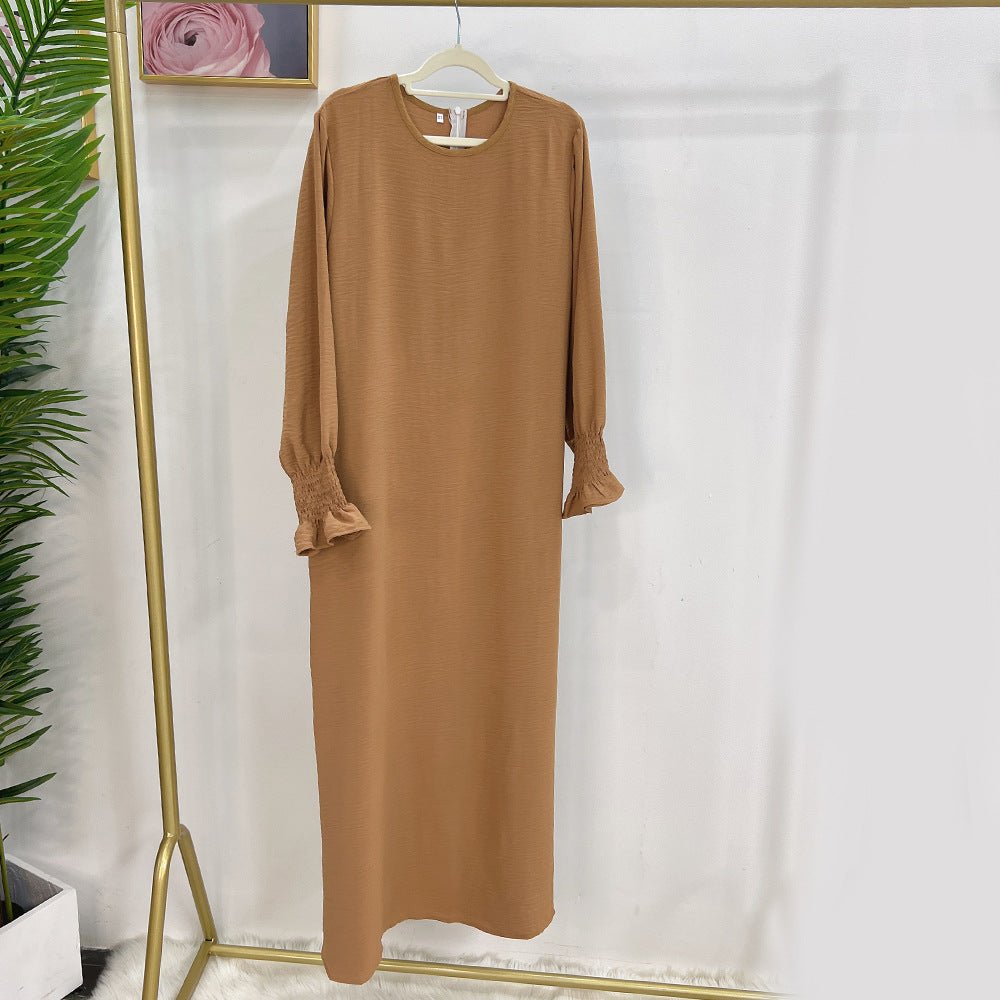 Elasticated Sleeve Abaya | Solid Colour Crepe Abaya With Elasticated Sleeve (MA107) by Mariam's Collection