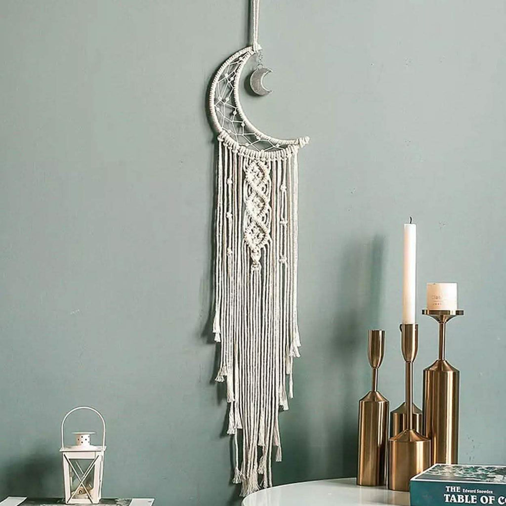 Macrame Woven Wall Hanging Boho Tapestry Moon Star Dreamcatcher Home Decor by DailySale