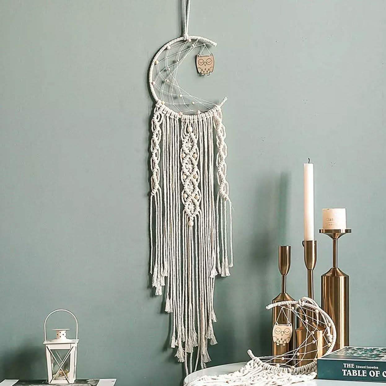 Macrame Woven Wall Hanging Boho Tapestry Moon Star Dreamcatcher Home Decor by DailySale