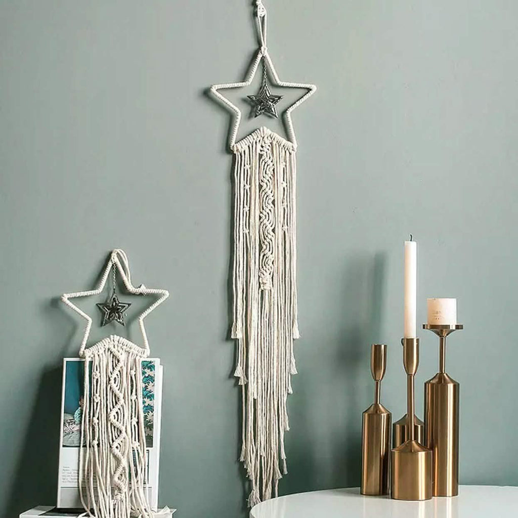 Macrame Woven Wall Hanging Boho Tapestry Moon Star Dreamcatcher Home Decor by DailySale