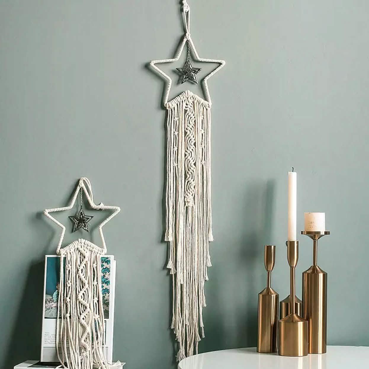 Macrame Woven Wall Hanging Boho Tapestry Moon Star Dreamcatcher Home Decor by DailySale