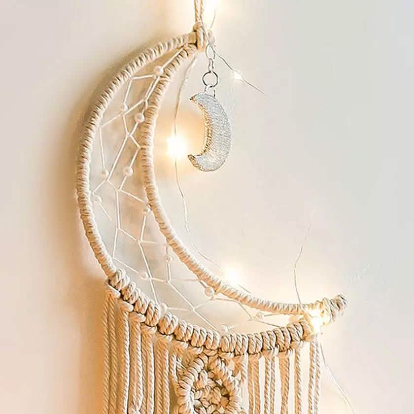 Macrame Woven Wall Hanging Boho Tapestry Moon Star Dreamcatcher Home Decor by DailySale