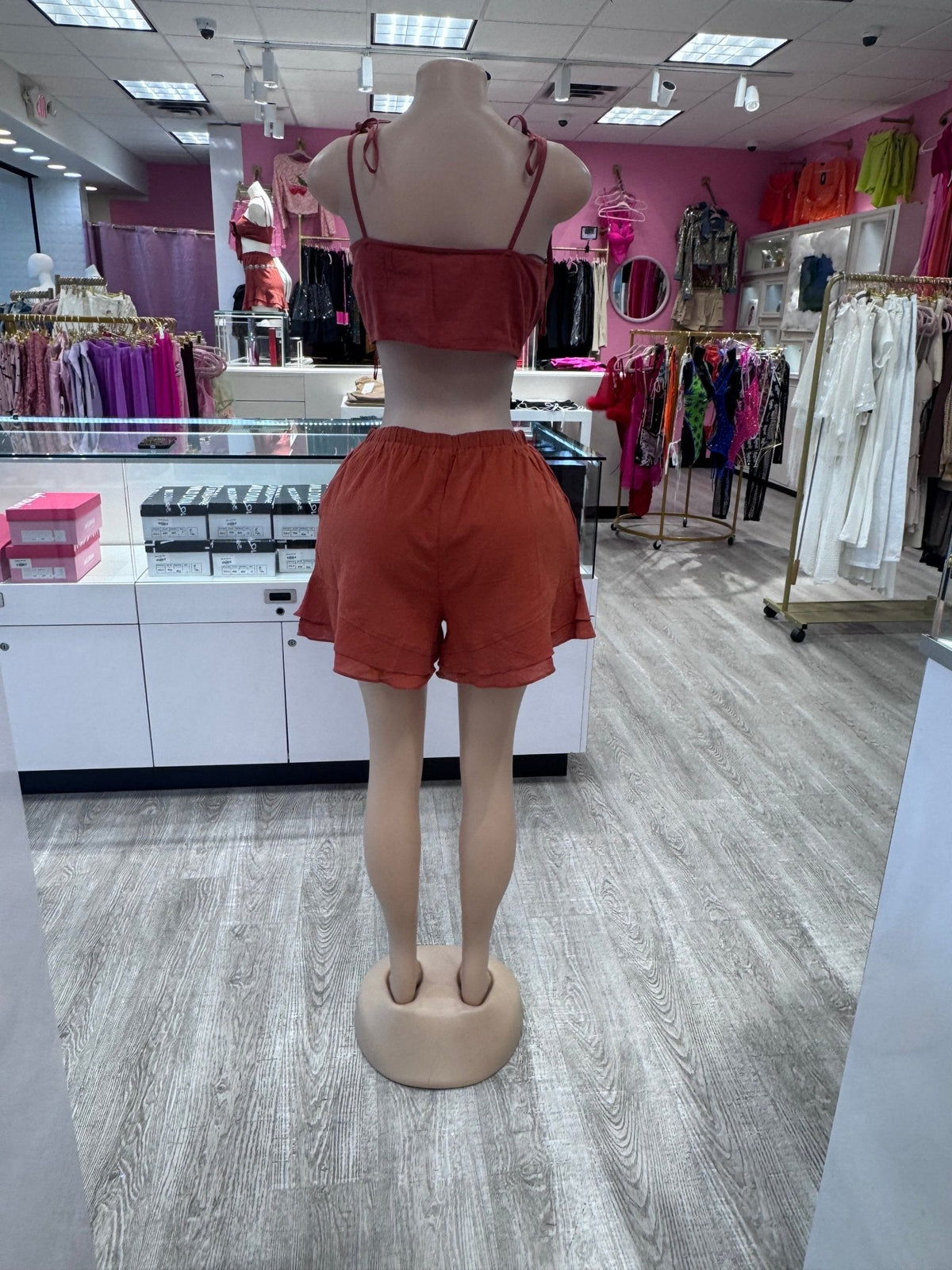 Maldives Linen Two Piece Crop Top Tie Short Set by Blaire Shops