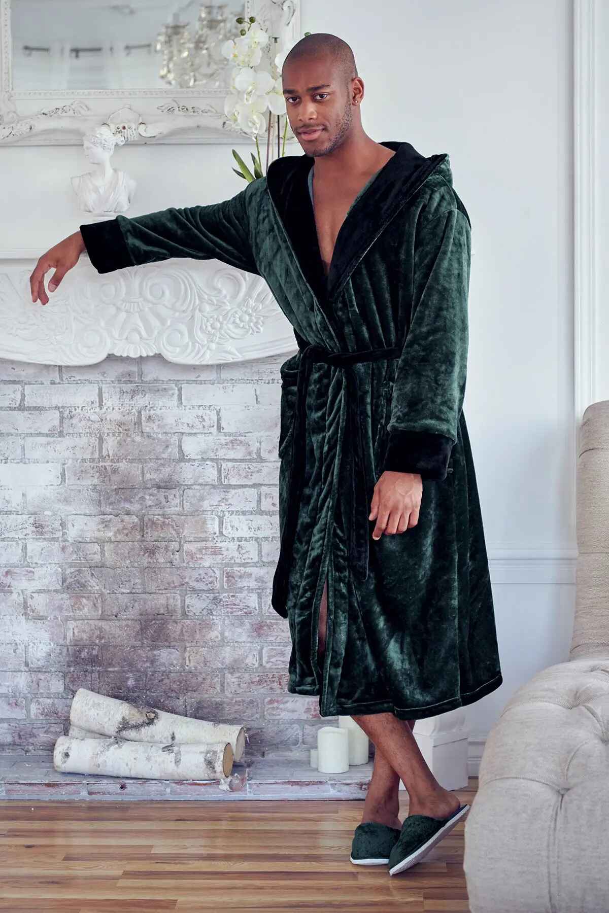 Men’s Robe with Hood – Ultra-Soft Plush Comfort for Everyday Use by Lotus Linen
