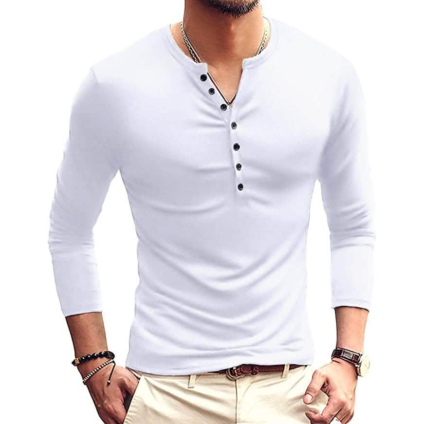 Men's Casual Slim Fit Basic Henley Long Sleeve by DailySale