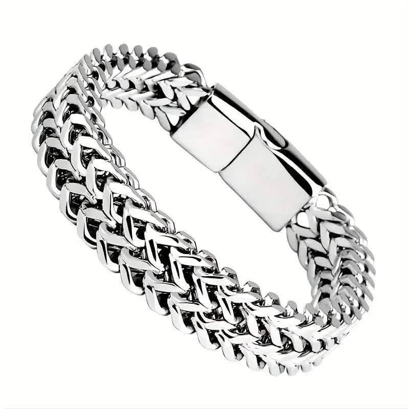 Men's Stainless Steel Braided Bracelet with Magnetic Clasp by DailySale