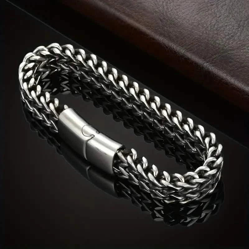 Men's Stainless Steel Braided Bracelet with Magnetic Clasp by DailySale