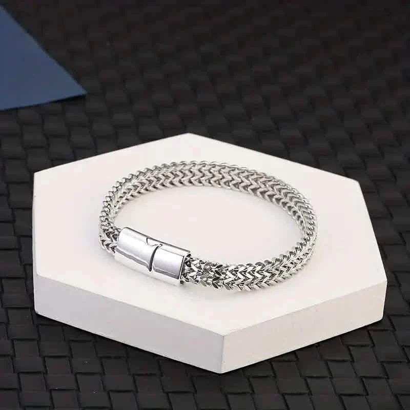 Men's Stainless Steel Braided Bracelet with Magnetic Clasp by DailySale
