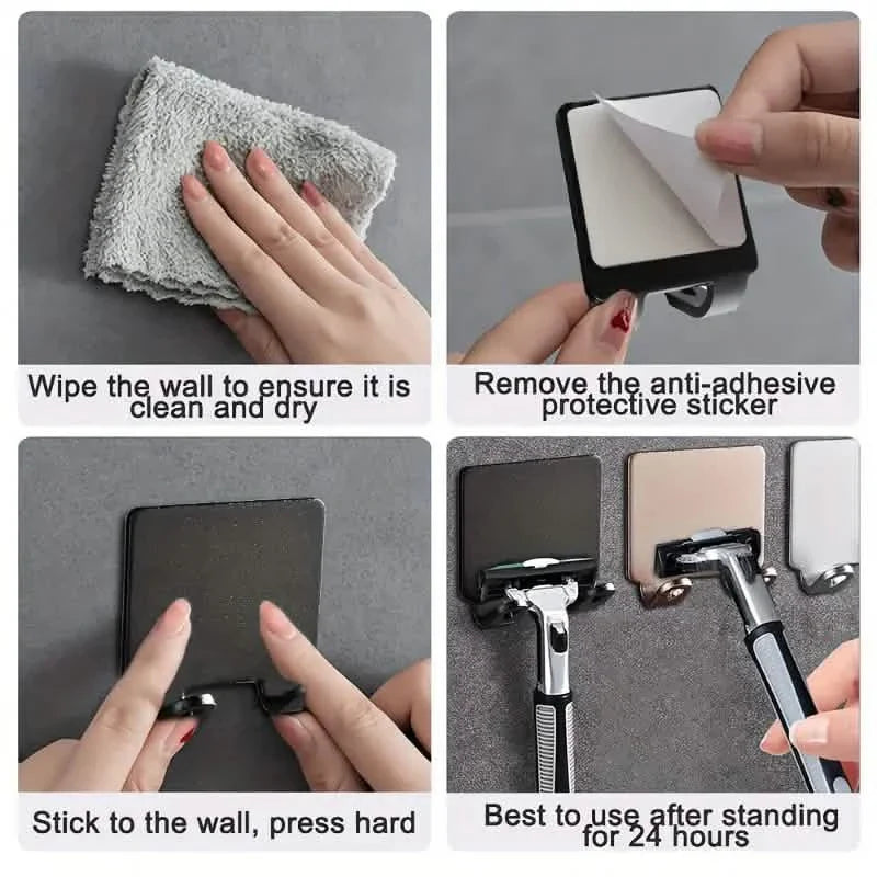 4-Pack: Storage Hook for Bathroom Razor Shaver or Wall Kitchen Use by DailySale