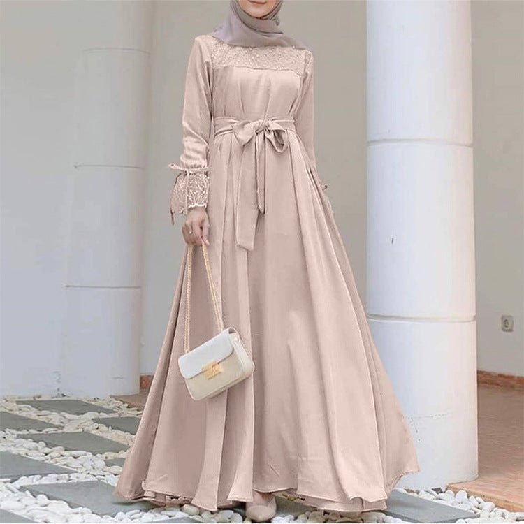 Mesh Panel Stretch Abaya with Belt (MA365) by Mariam's Collection