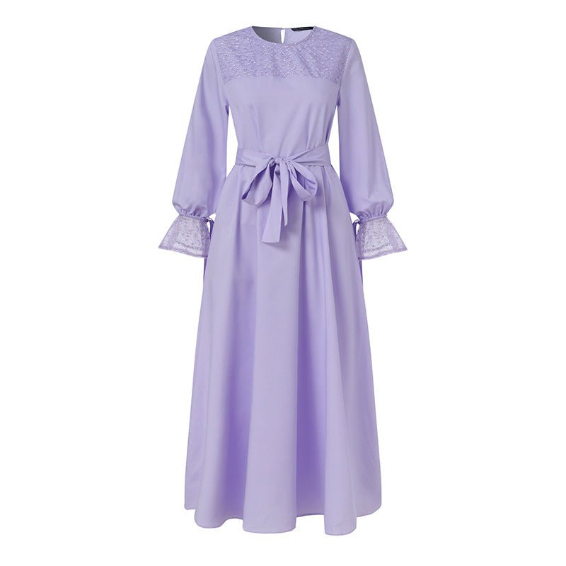 Mesh Panel Stretch Abaya with Belt (MA365) by Mariam's Collection