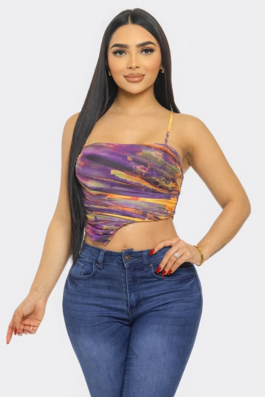 Mesh Print Top by Tigbul's Variety Fashion Shop