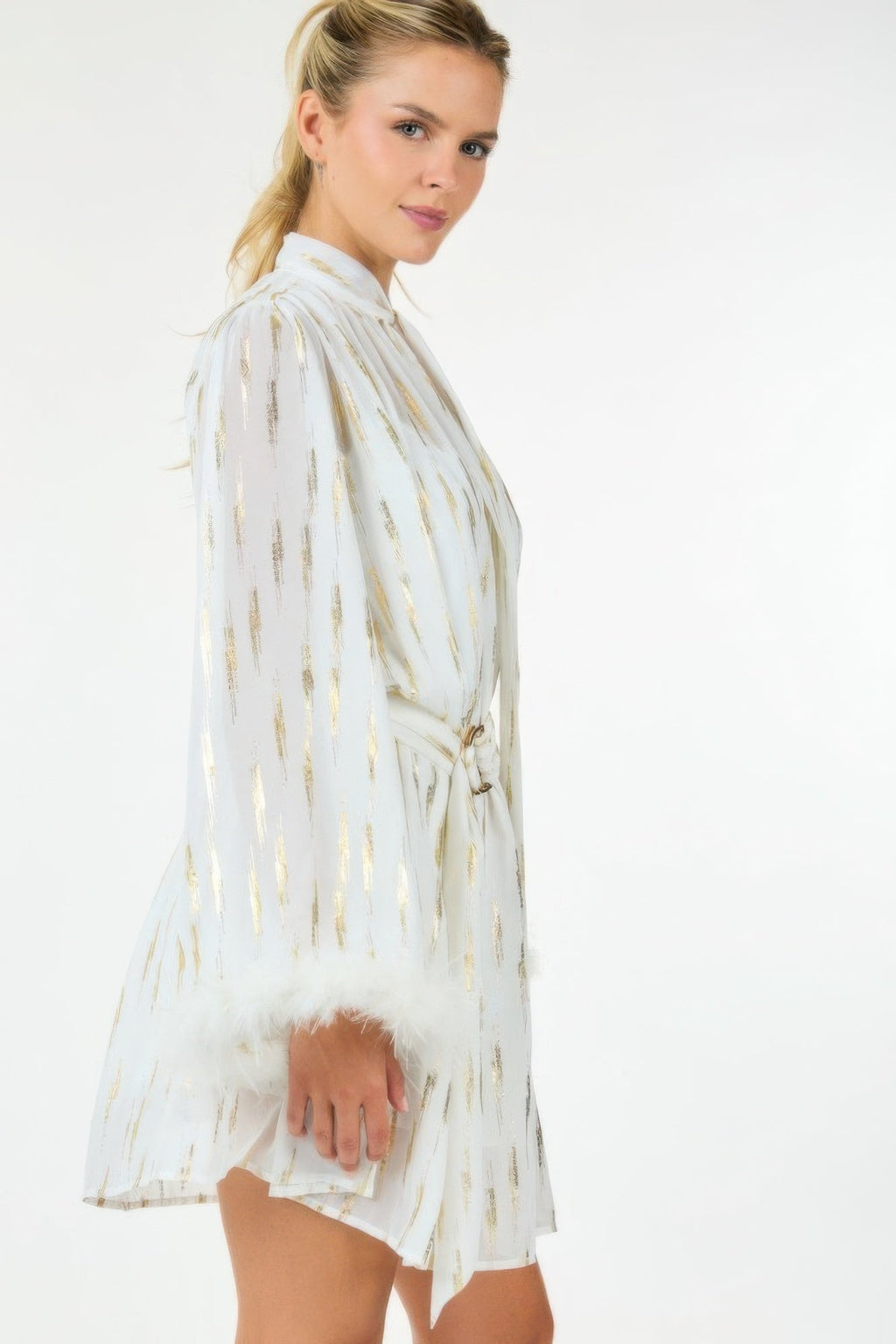 Metallic Print Short Dress by Tigbul's Variety Fashion Shop