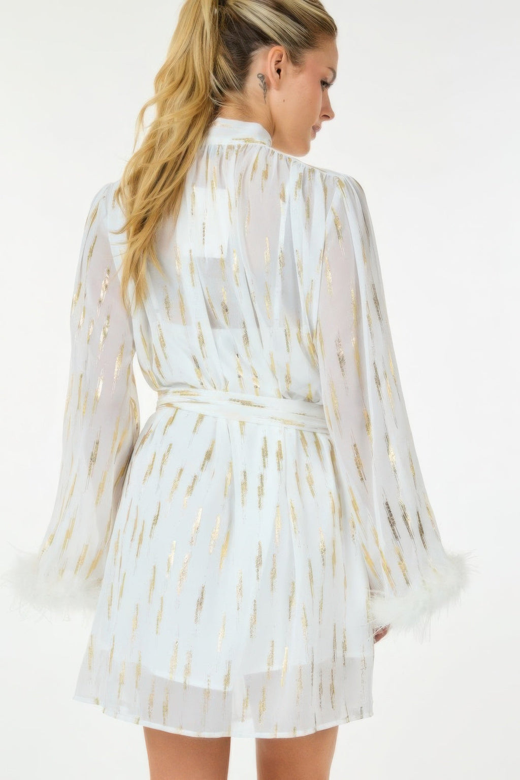 Metallic Print Short Dress by Tigbul's Variety Fashion Shop