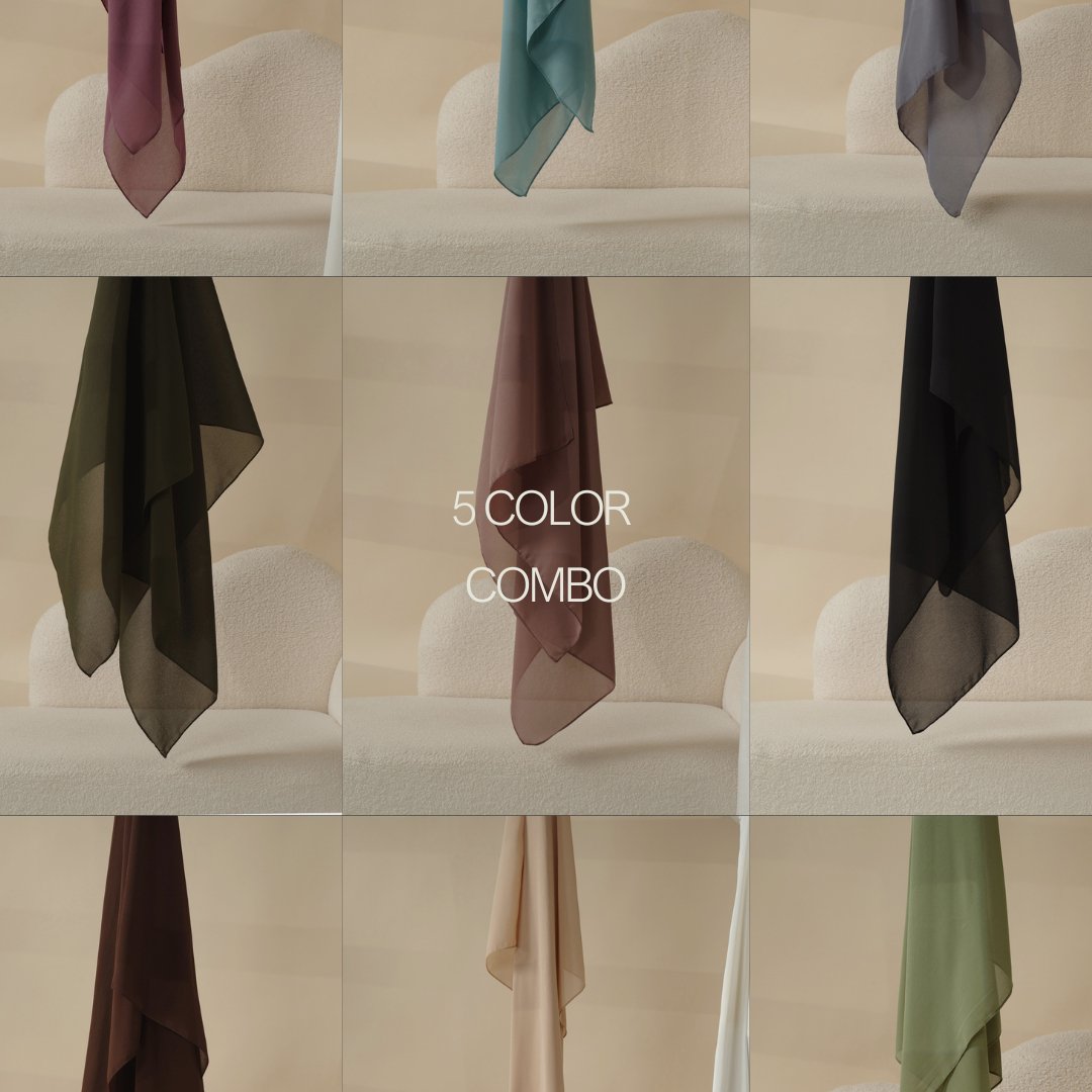 Plain Chiffon Shawl, Extra Fine Chiffon Hijab (MH067) by Mariam's Collection