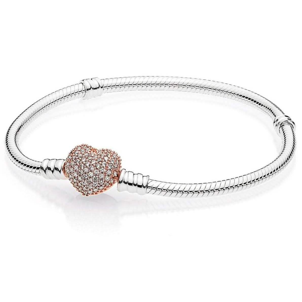 Micro Pave Rose Gold Crystal Heart Charm Bracelet by DailySale