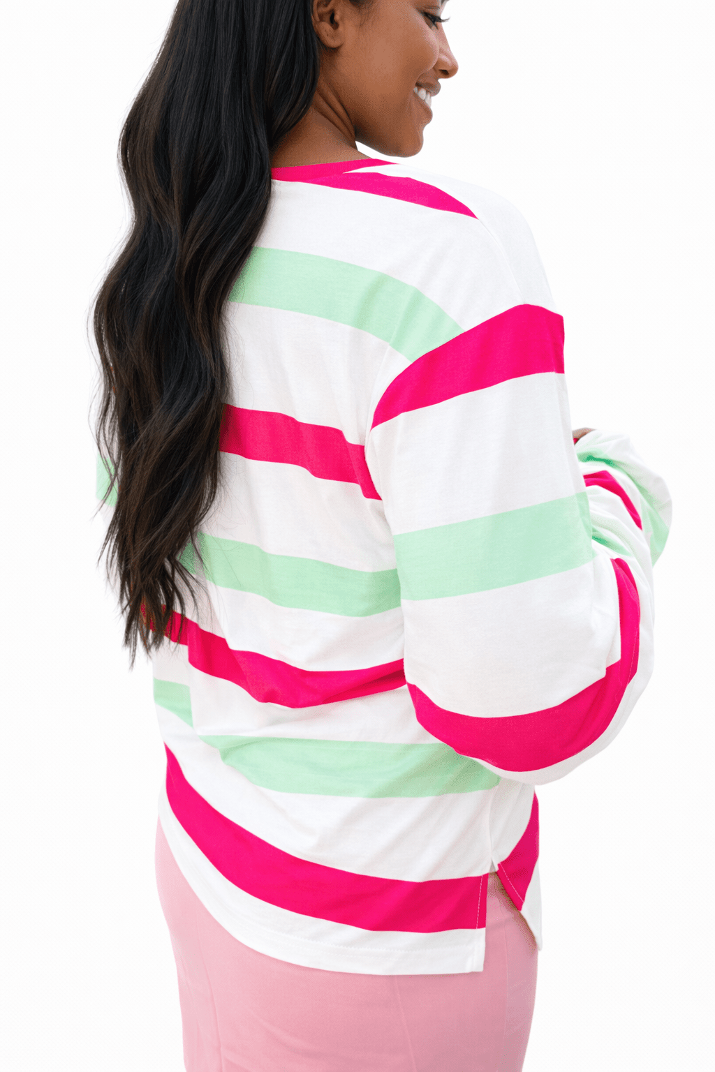 Mimi Multi-Color Striped Bell Sleeve Top by Girl Code Couture
