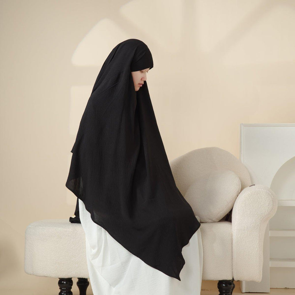 MK005 Crepe One Layer Khimar by Mariam's Collection