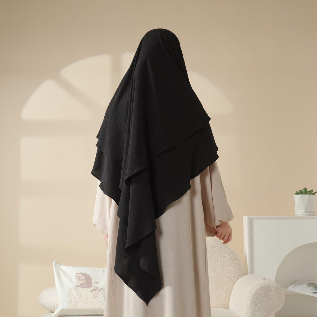 New Two-Layer Crepe Khimar (MK010) by Mariam's Collection