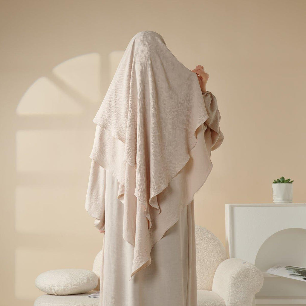 New Two-Layer Crepe Khimar (MK010) by Mariam's Collection