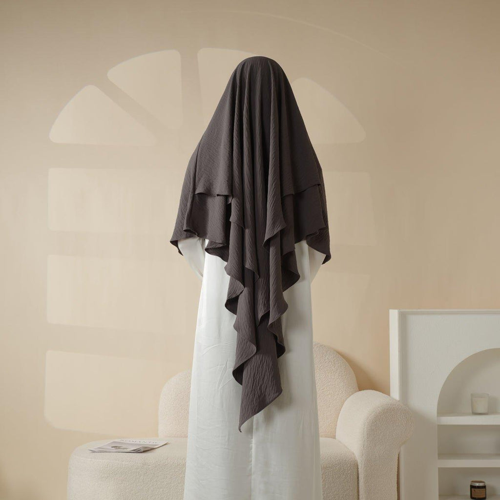New Two-Layer Crepe Khimar (MK010) by Mariam's Collection