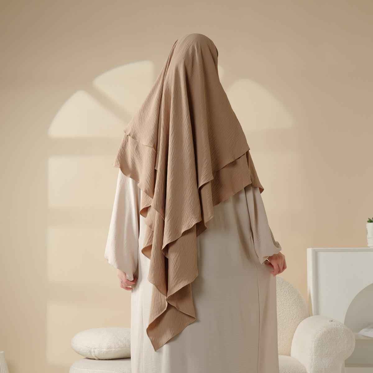 New Two-Layer Crepe Khimar (MK010) by Mariam's Collection